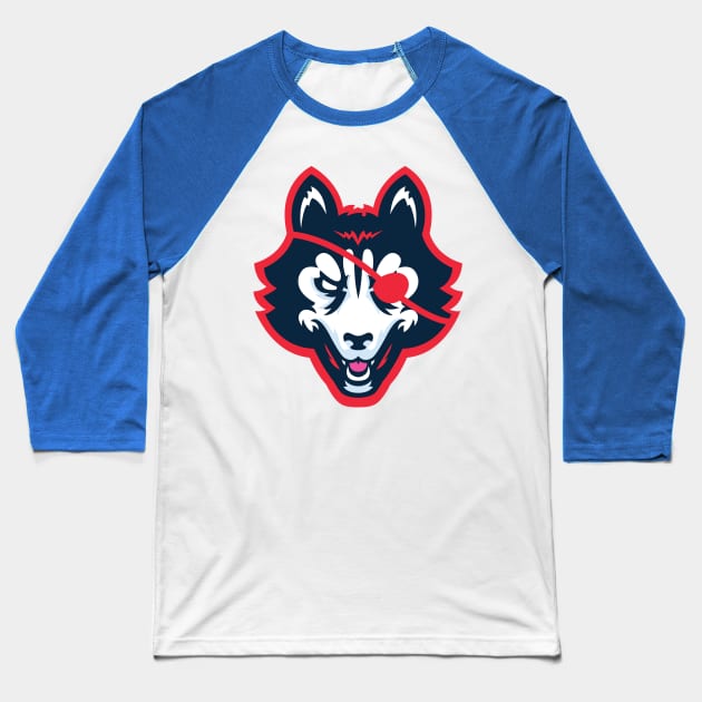 Danger Huskie Head Baseball T-Shirt by DangerHuskie